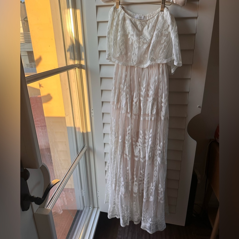 Kariella Ojai White Bohemian Strapless Dress - Size S